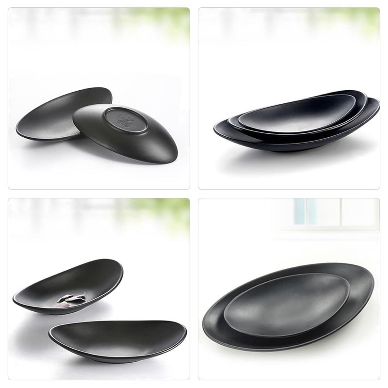 Black Melamine Sushi Plates Set Of 2 Snack Trays For Appetizers Desserts - Image 5