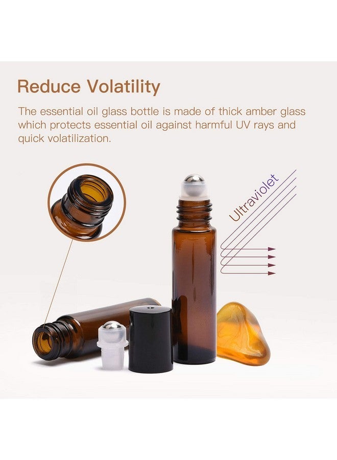 ULG Essential Oil Roller Bottles 48 Pack 10 Ml Amber Glass Empty Bottles With Stainless Steel Roller Balls (10 Extra Balls, 4 Openers, 4 Droppers, 48 Waterproof Labels) - Image 2