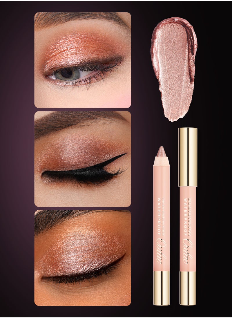 Oulac - Nude Champagne Eyeshadow Stick - Shimmer Eye Shadow Pencil for Highlighter, Waterproof & Long Lasting, Blendable Glitter Eye Makeup, Vegan & Cruelty-Free 3.8g - Golden Hour - 11 - Image 1