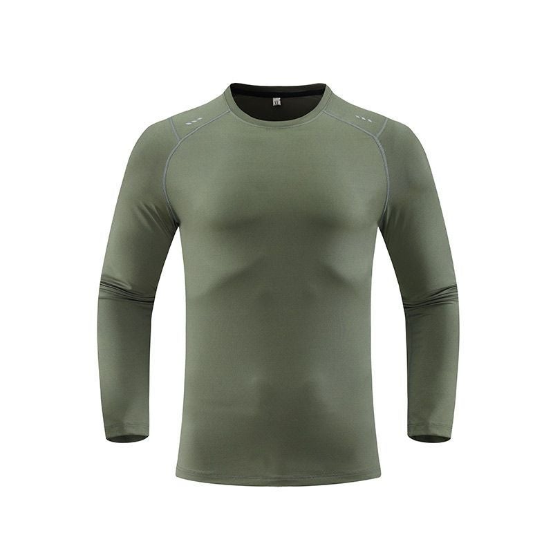 Generic Mens Long Sleeve Sweat Enhancer Fitness Shirt Olive green