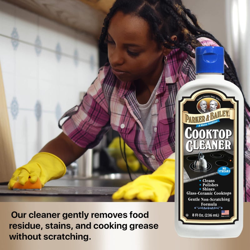 Parker & Bailey Cooktop Cleaner â€“ Non-Scratch Formula for Glass and Ceramic Stovetops, Removes Grease and Residue, Restores Shine, 8 oz - Image 5