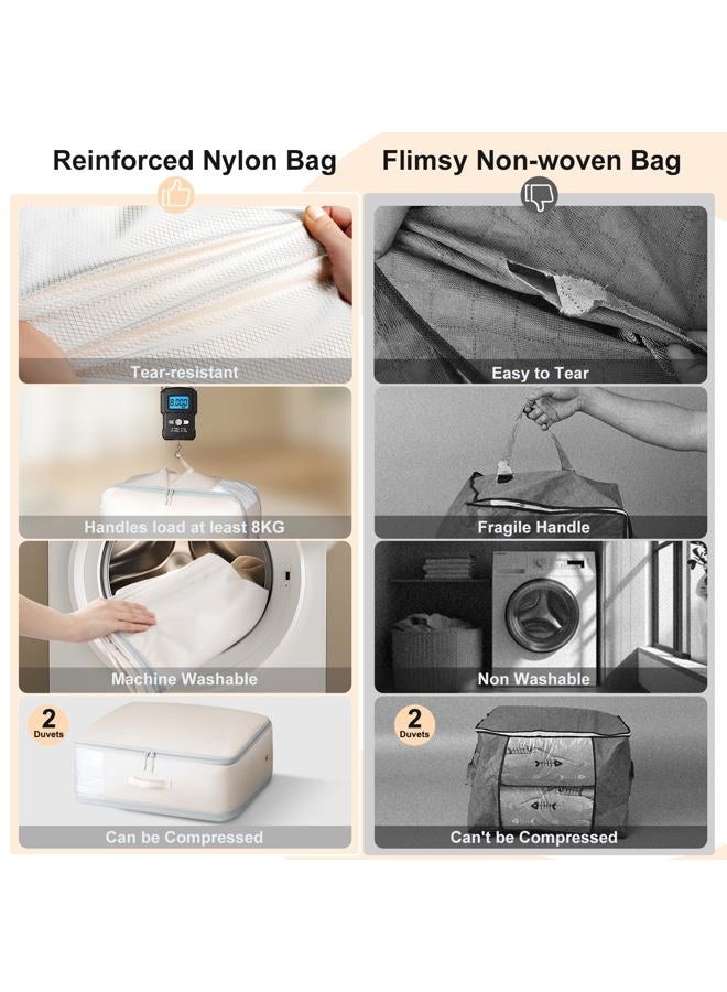 Easortm Comforter Storage Bag - Large Capacity Blanket Storage Bags 3-Layer Ultra Space Saving Self Compression Organizer, Washable Compression Bags for Storage Comforter Blanket, 4-Pack, Beige - Image 4