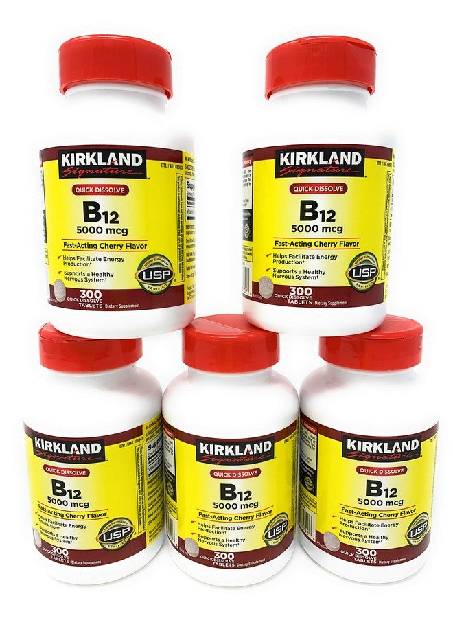 Kirkland كيركلاند سيغنيتشر ب-12 تحت اللسان 5000 ميكروغرام، 5 زجاجات (300 قرص) - Image 1