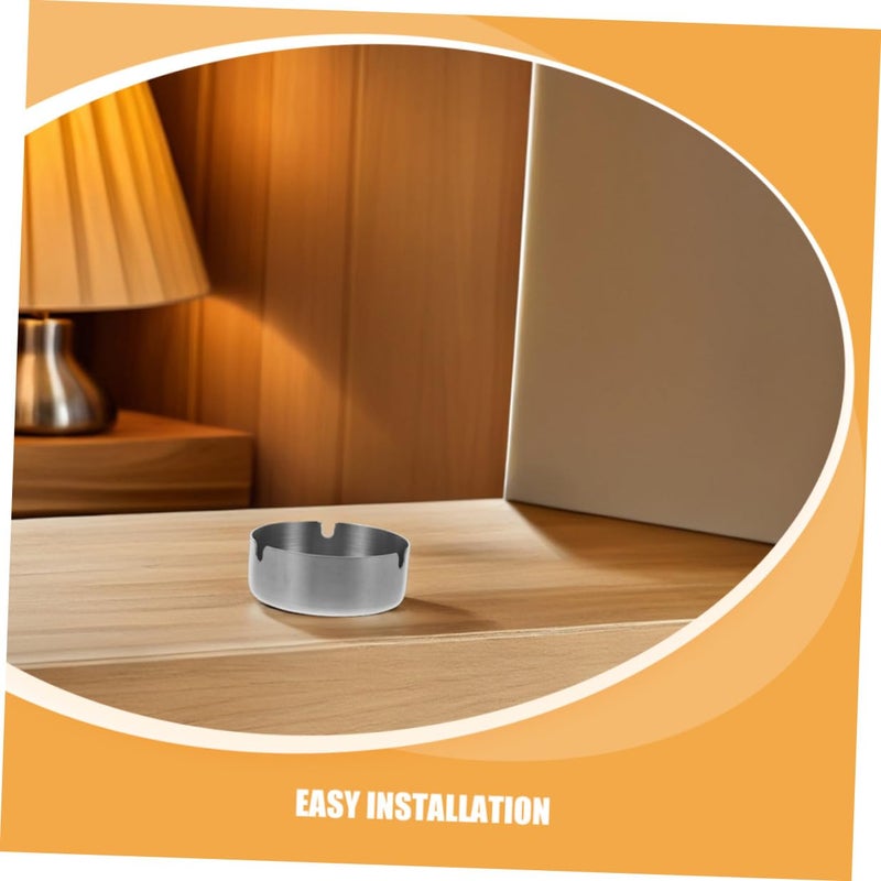Stainless Steel Windproof Ashtray Set 2PCS Indoor Outdoor Cigar Holder Modern Decorative - Image 4