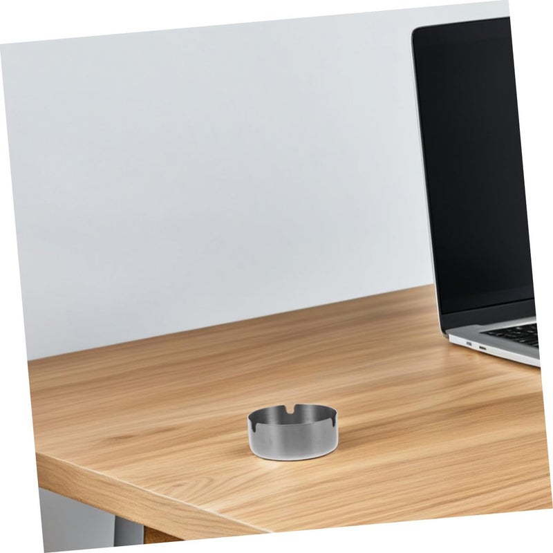 Stainless Steel Windproof Ashtray Set 2PCS Indoor Outdoor Cigar Holder Modern Decorative - Image 5