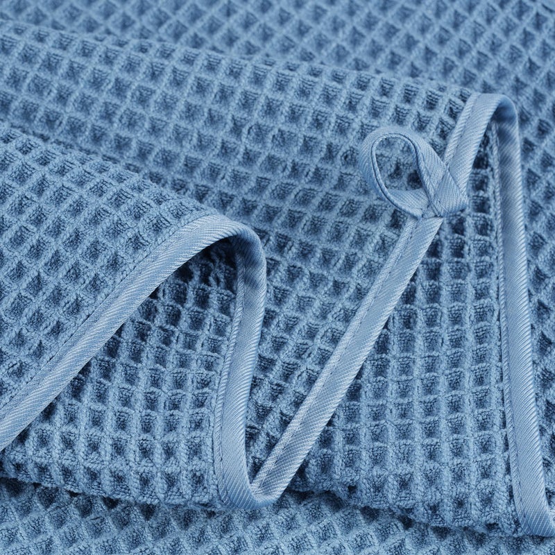 POLYTE 430 GSM Microfiber Quick Dry Lint Free Oversize Bath Towel Set, 6 Piece (Waffle Weave) - Image 4
