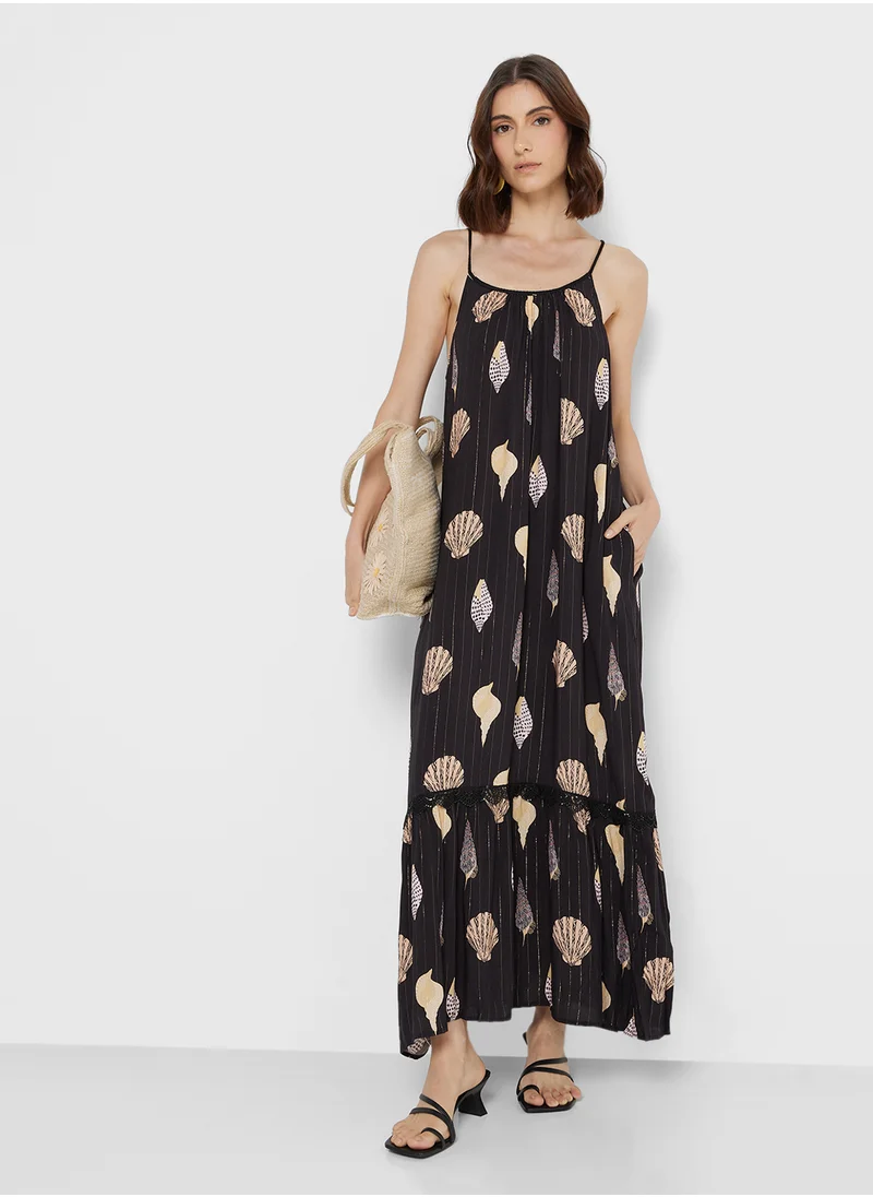 نيفر فولي دريسد Strappy Printed Dress