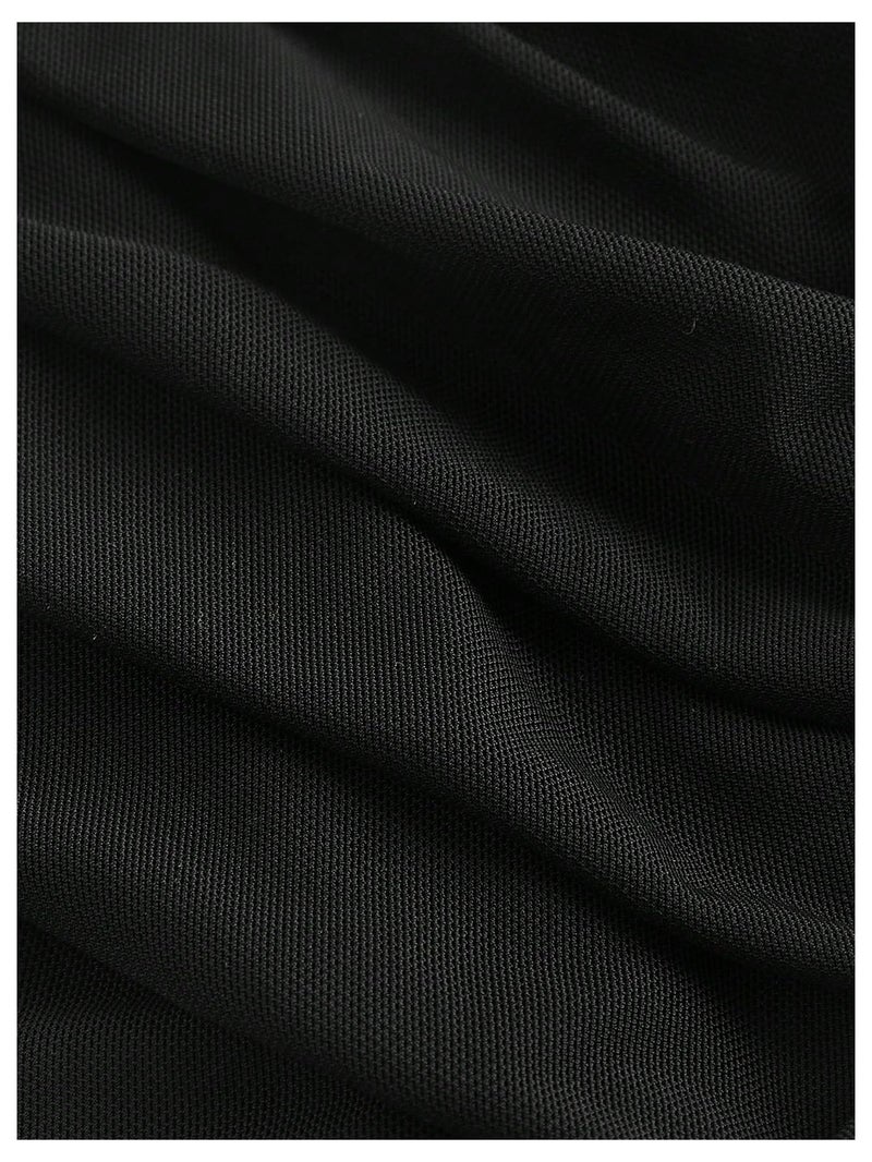 Floerns Women's Elegant Off The Shoulder Midi Dress Metal Sleeveless Ruched Slim Fit Bodycon Party Dresses Black Small - Image 4