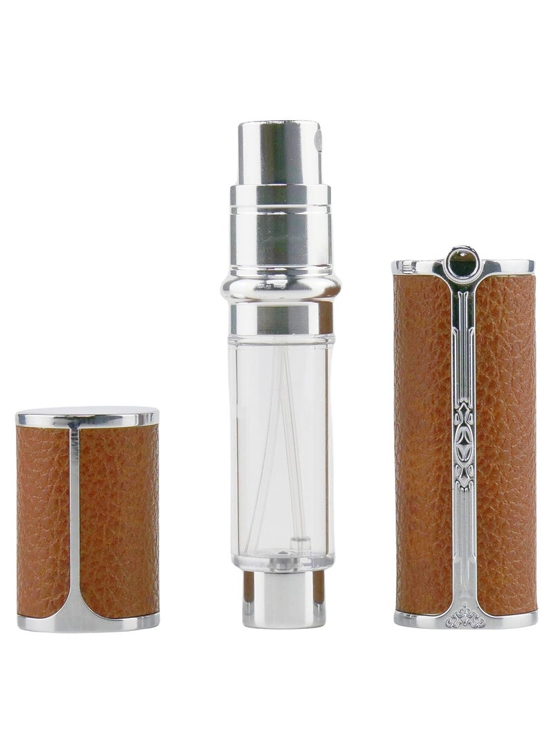 زجاجة عطر رذاذ محمولة صغيرة قابلة لإعادة الملء بحجم مناسب للسفر، إكسسوارات زجاجات رذاذ 5 مل/0.2 أونصة F906-1 (بني) - Image 3