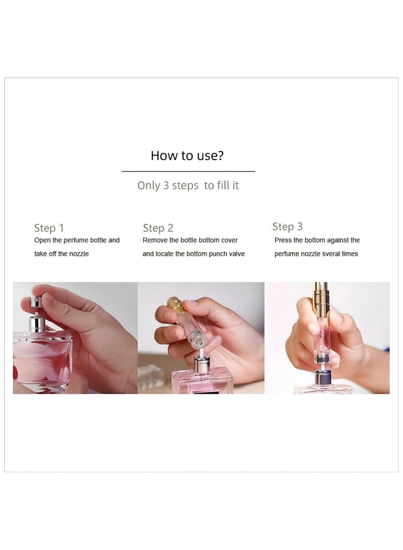 زجاجة عطر رذاذ محمولة صغيرة قابلة لإعادة الملء بحجم مناسب للسفر، إكسسوارات زجاجات رذاذ 5 مل/0.2 أونصة F906-1 (بني) - Image 5