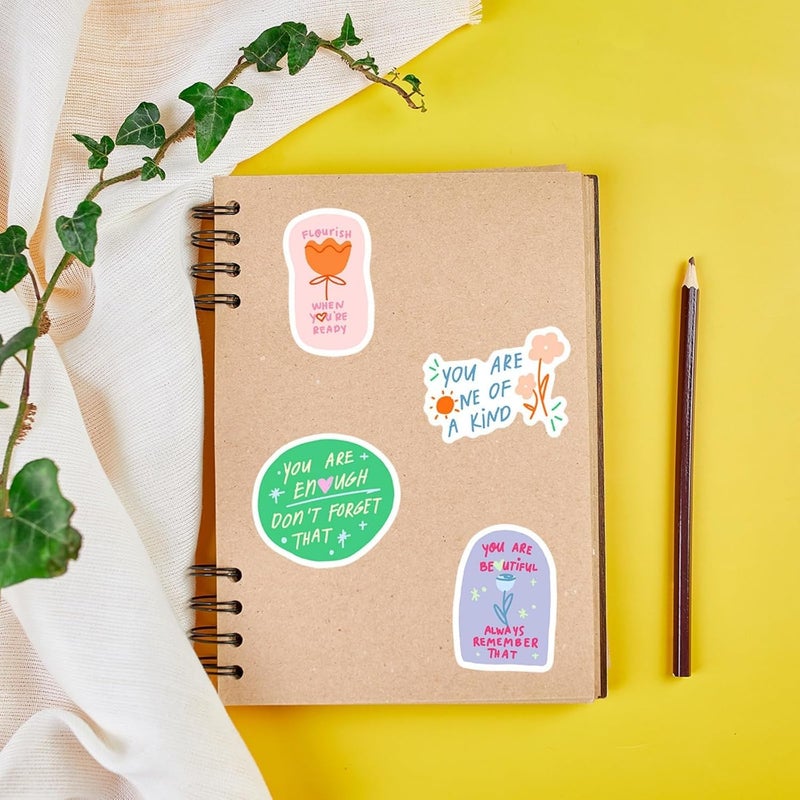 KASTWAVE 50PCS Cute Inspirational Quotes Stickers, Motivational Vinyl Decals for Water Bottles, Laptops, Journals, Planner Decor, Positive Affirmation Stickers for Teens, Adults, Kids - Image 3