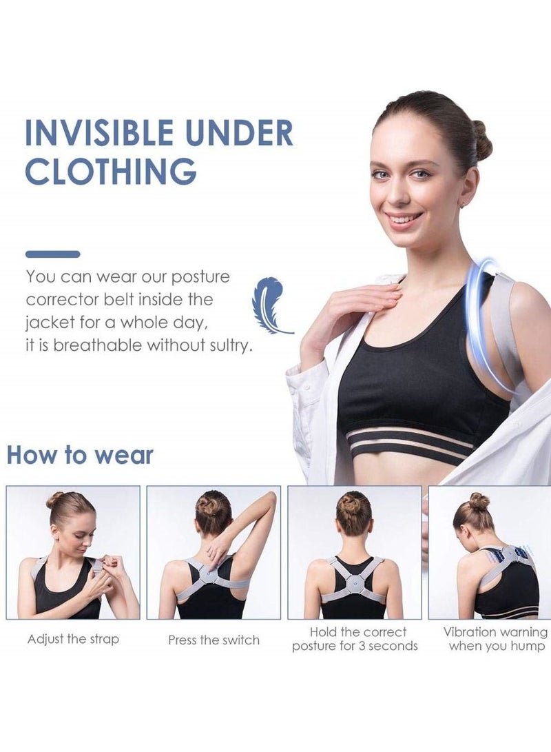 Smart Posture Corrector for Adults and Kids, Sensor Posture Corrector, Intelligent Posture Reminder, Vibrate to Improve Posture, Slouch Humpback Brace for Women and Men, Comfortable Breathable (Grey) - Image 5