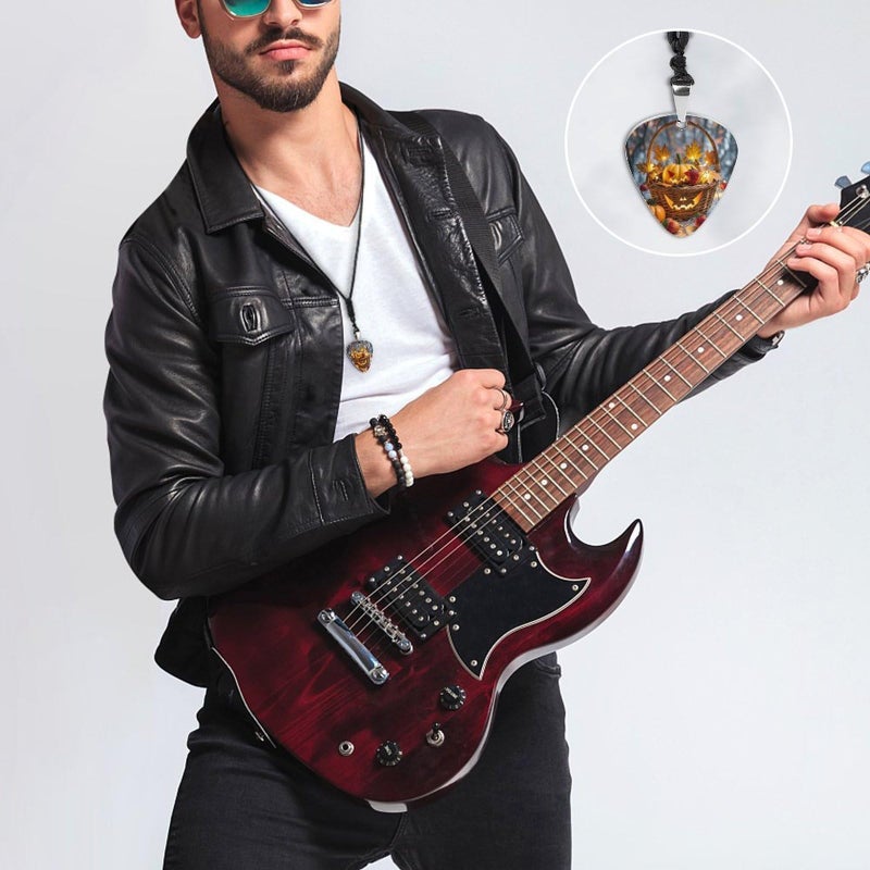 Custom Pumpkin Maple Leaf Lantern Guitar Pick Pendant Necklace For Guitar Bass Ukulele - Image 5