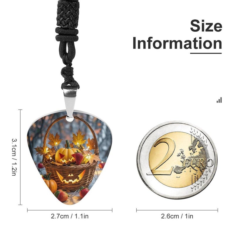 Custom Pumpkin Maple Leaf Lantern Guitar Pick Pendant Necklace For Guitar Bass Ukulele - Image 4