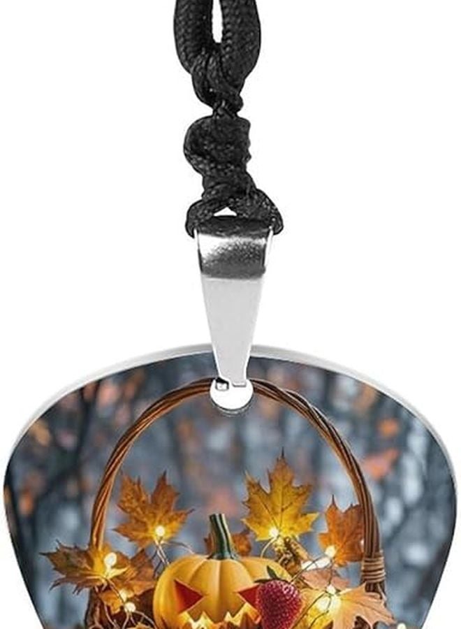 Custom Pumpkin Maple Leaf Lantern Guitar Pick Pendant Necklace For Guitar Bass Ukulele - Image 1