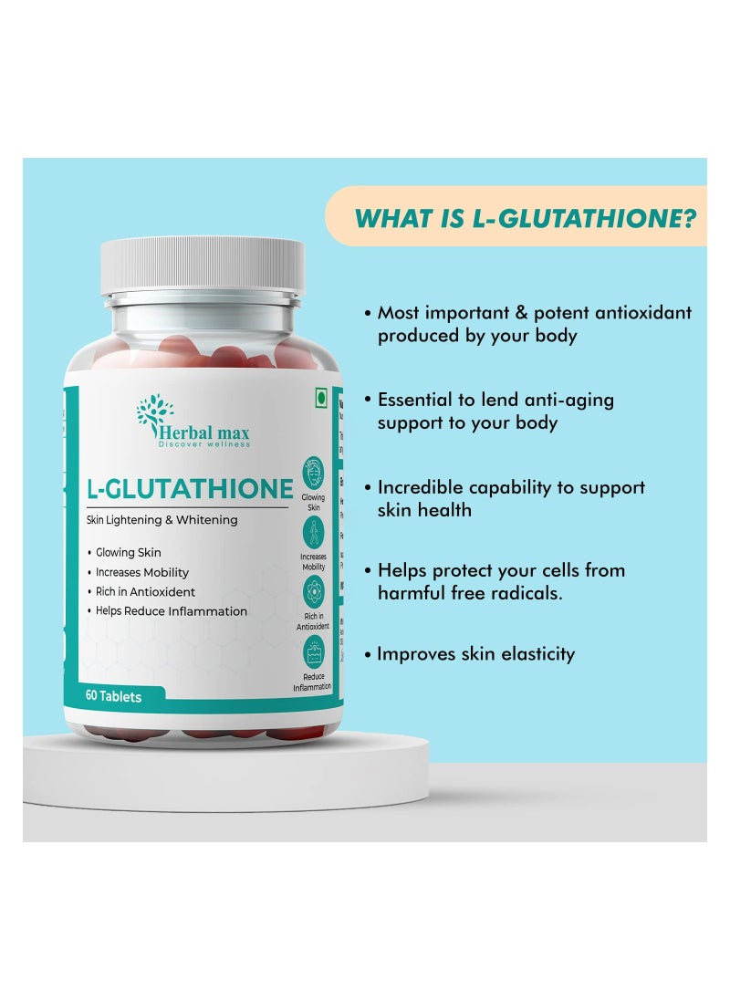 Herbal Max - Herbal max L- Gluthathione For Shining and Lightning Skin -100 mg 60 Tablets - Image 1