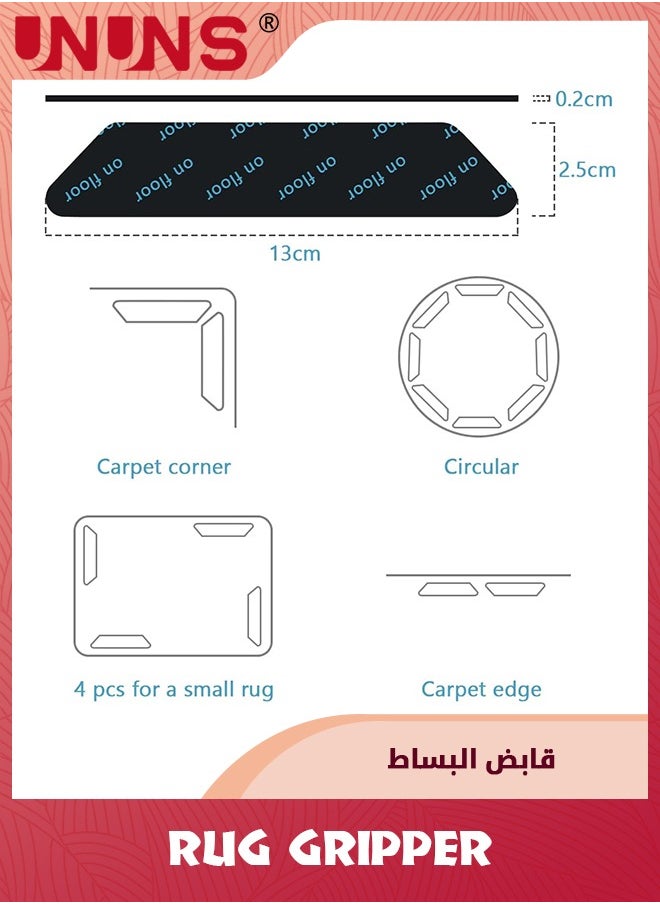 32 Pack Rug Gripper,Non Slip Rug Grippers,Double Sided Rug Grippers,Washable Carpet Tape,Removable Prevent Curling Corner Carpet Holder,For Hardwood Floors And Tile