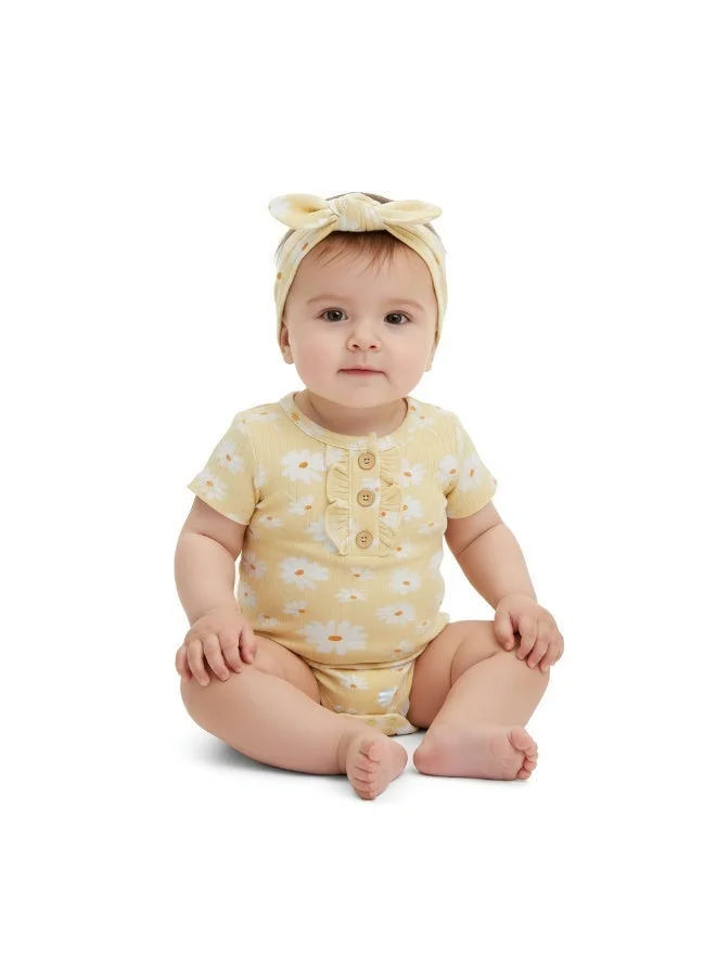 بمبىمىشى بامبيميتشي يارا طقم قطعة قصيرة بأكمام قصيرة وطبعة زهور - متعدد الألوان