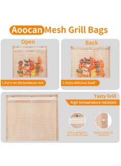 SYOSI BBQ Mesh Grill Bags High Temperature Resistant Grid Barbecue Bag Reusable Grilling Pouches for Charcoal Gas Electric Grills Set Is A Must-Have All Event 2 Pack Brown  - Image 5