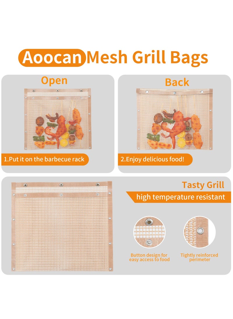 SYOSI - BBQ Mesh Grill Bags High Temperature Resistant Grid Barbecue Bag Reusable Grilling Pouches for Charcoal Gas Electric Grills Set Is A Must-Have All Event 2 Pack Brown - Image 1