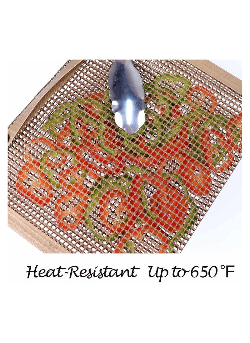 SYOSI - BBQ Mesh Grill Bags High Temperature Resistant Grid Barbecue Bag Reusable Grilling Pouches for Charcoal Gas Electric Grills Set Is A Must-Have All Event 2 Pack Brown - Image 1