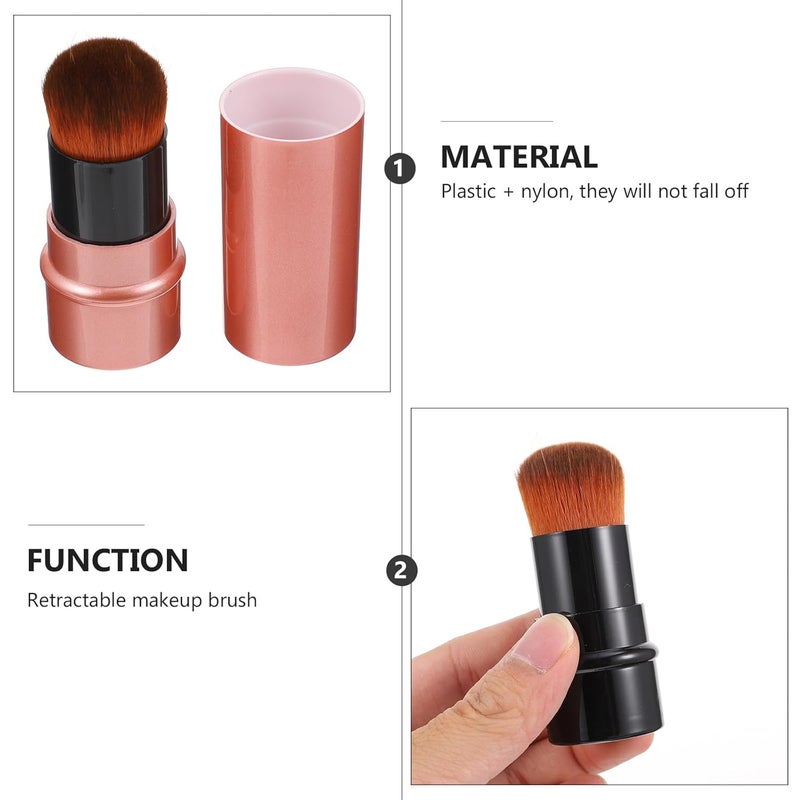 2pcs Retractable Face Makeup Brushes Foundation and Loose Powder Cosmetic Brushes Portable Dual-tone Pair for Travel and Daily Use - Image 3