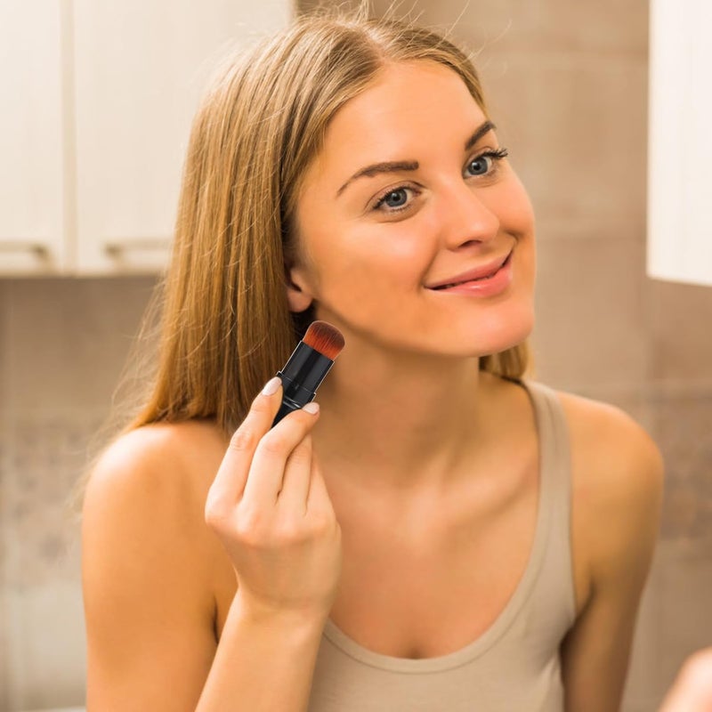 2pcs Retractable Face Makeup Brushes Foundation and Loose Powder Cosmetic Brushes Portable Dual-tone Pair for Travel and Daily Use - Image 5