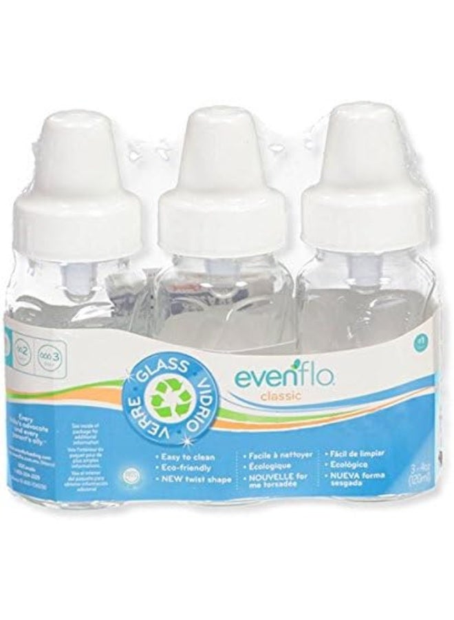 Evenflo Classic Twist Clear/White Glass/Plastic 4-Ounce Glass Bottle 3-Pack - Image 2