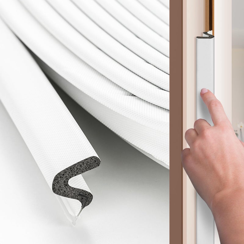 Weather Stripping Door Seal Strip 28FT Soundproofing VShape Door Sealers for Large Gap White
