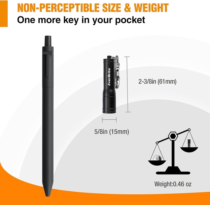 EverBrite Mini LED Flashlight High Lumen Keychain EDC Flashlight, Small Pocket Pen-Light for Hurricane Supplies, Camping, Hiking, Emergency, Hunting, 1 AAA Battery(Include), Black - Image 3