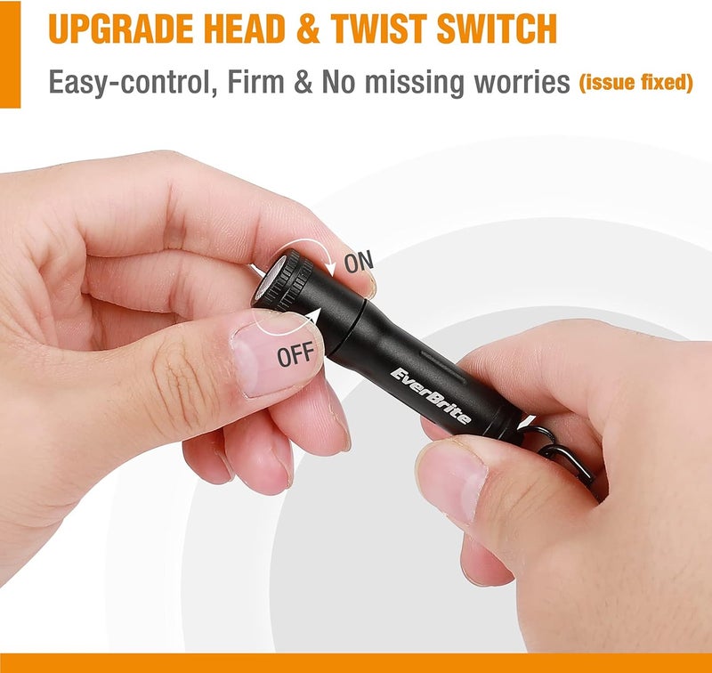 EverBrite Mini LED Flashlight High Lumen Keychain EDC Flashlight, Small Pocket Pen-Light for Hurricane Supplies, Camping, Hiking, Emergency, Hunting, 1 AAA Battery(Include), Black - Image 2