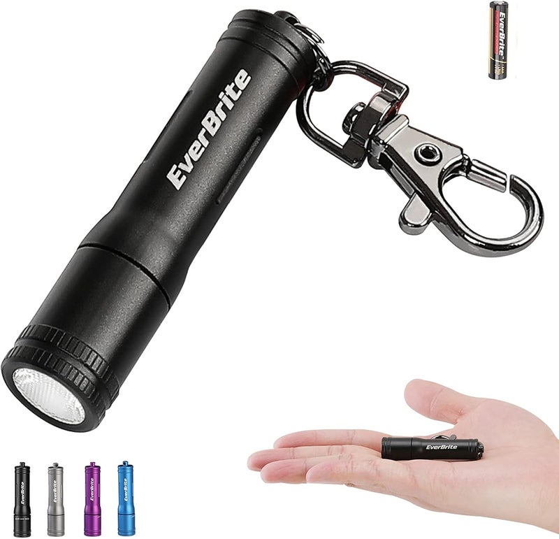 EverBrite Mini LED Flashlight High Lumen Keychain EDC Flashlight, Small Pocket Pen-Light for Hurricane Supplies, Camping, Hiking, Emergency, Hunting, 1 AAA Battery(Include), Black - Image 1