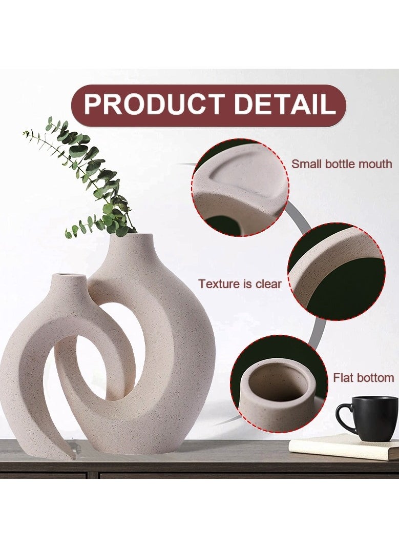 Eworld Elegant White Contemporary Ceramic Vases, Featuring Minimalist Nordic Boho and Aesthetic Interwoven Design, Perfect for Home Decor, Weddings and Table Centerpieces, Available in Sets of 2 and 4  - Image 4