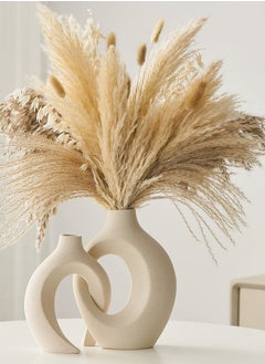 Eworld Elegant White Contemporary Ceramic Vases, Featuring Minimalist Nordic Boho and Aesthetic Interwoven Design, Perfect for Home Decor, Weddings and Table Centerpieces, Available in Sets of 2 and 4  - Image 5