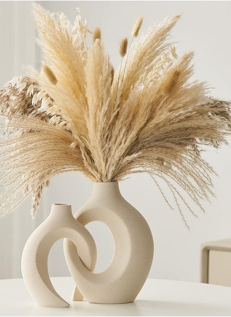 Eworld Elegant White Contemporary Ceramic Vases, Featuring Minimalist Nordic Boho and Aesthetic Interwoven Design, Perfect for Home Decor, Weddings and Table Centerpieces, Available in Sets of 2 and 4  - Image 5