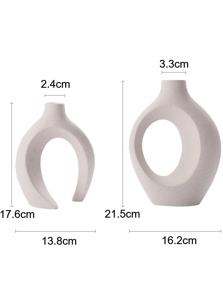 Eworld Elegant White Contemporary Ceramic Vases, Featuring Minimalist Nordic Boho and Aesthetic Interwoven Design, Perfect for Home Decor, Weddings and Table Centerpieces, Available in Sets of 2 and 4  - Image 2