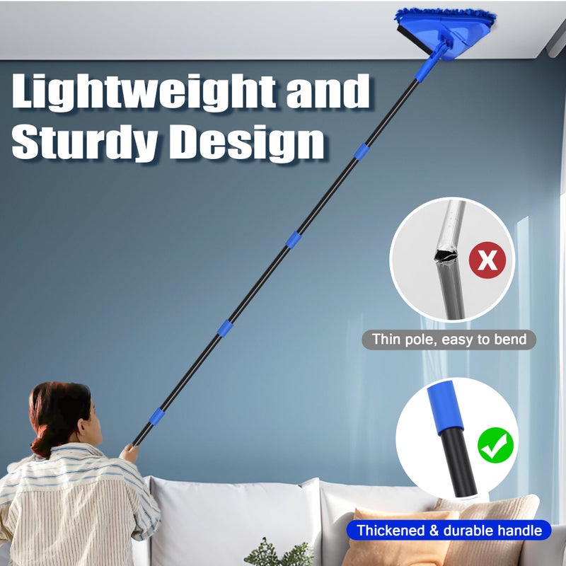 Dolanx Wall Mop Cleaner Long Handle 80 inches, 180Â° Folding Ceiling Washer Scrubber and Squeegee, Triangle Baseboard Cleaning Tool Duster with 6 Microfiber Chenille Pads for Painted Walls Window Floor - Image 3