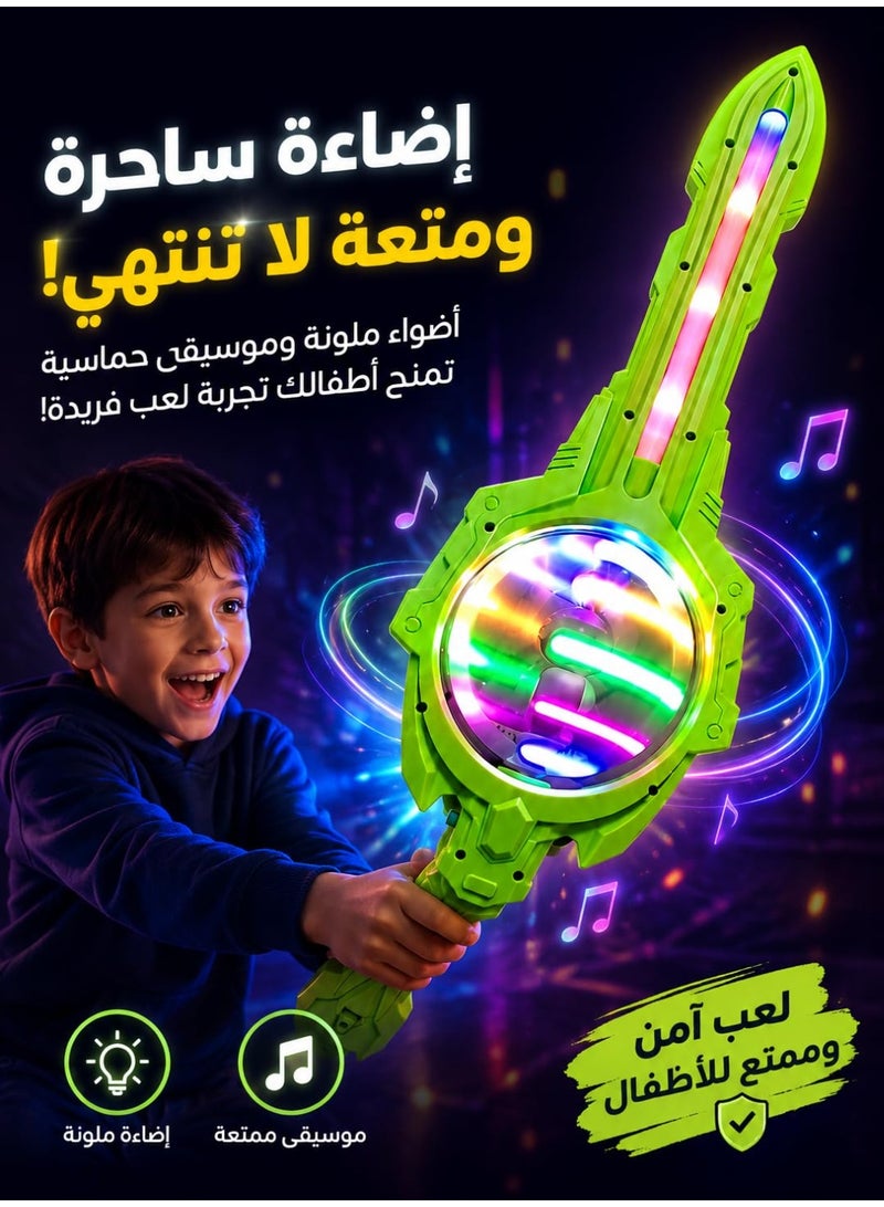 vGRASSP LED Light Up Toy Sword with Luminous Rotating Wheel, Flashing Light Sword for Kids, Interactive Role Play Toy, Colorful LED Glow Effects, Fun Outdoor & Indoor Adventure Toy for Boys and Girls, Durable Lightweight Plastic, Ideal Birthday Gift, 55 × 17 × 2 cm - Image 4