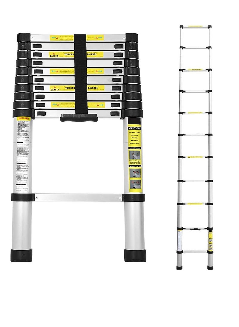 Aluminium Folding Telescopic Ladder, 3.2m Extendable Ladder, Non-Slip Aluminum Ladder, Stair Ladder, Multifunction Ladder, Extendable Aluminum Telescopic Ladder with 150kg Load Capacity - Image 1