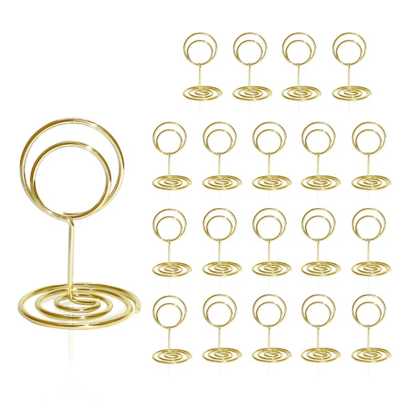 HomWanna Table Number Holders 20Pcs - 2 Inch Mini Place Card Holder Short Table Number Stands for Wedding Party Graduation Reception Restaurant Home Centerpiece Decorations Office Memo (Gold) - Image 1