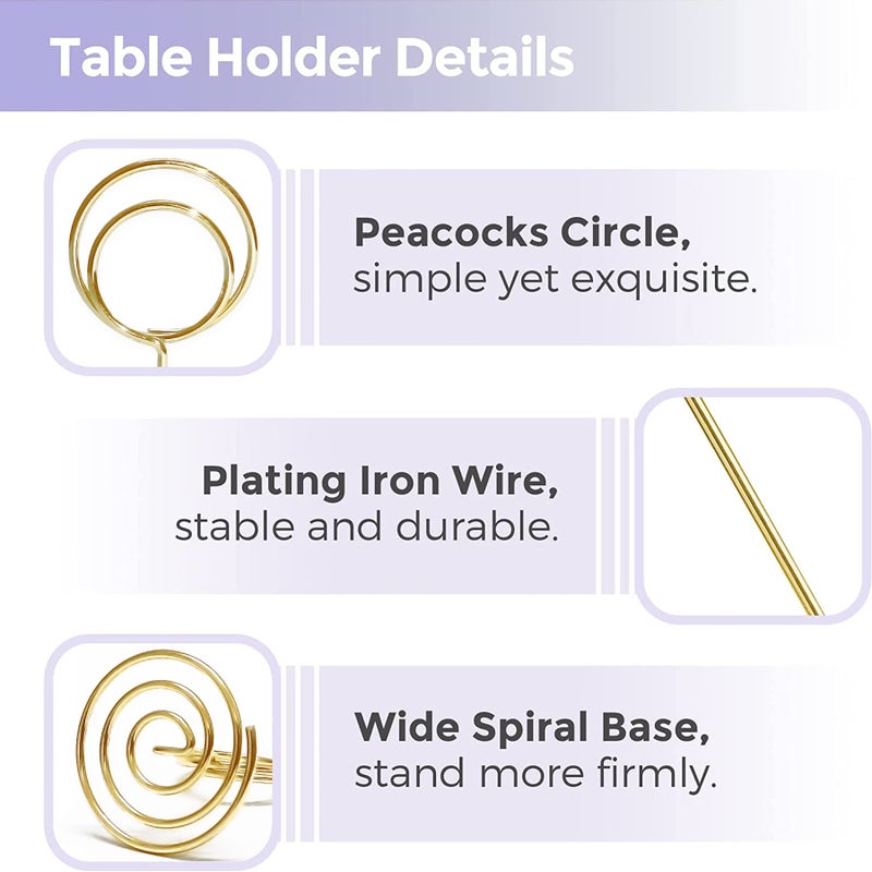 HomWanna Table Number Holders 20Pcs - 2 Inch Mini Place Card Holder Short Table Number Stands for Wedding Party Graduation Reception Restaurant Home Centerpiece Decorations Office Memo (Gold) - Image 5