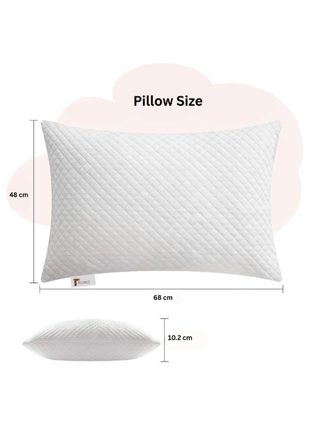 TEGRILO Bed Pillows for Sleeping, Premium Quilted Bed Pillows – Set of 2 Soft Breathable Memory Foam Pillows, Cooling Quilted Cover, (Set of 2) - Image 3