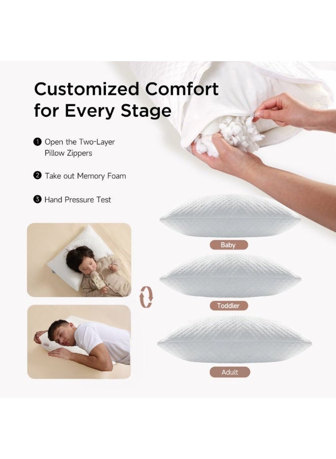 TEGRILO Bed Pillows for Sleeping, Premium Quilted Bed Pillows – Set of 2 Soft Breathable Memory Foam Pillows, Cooling Quilted Cover, (Set of 2) - Image 5