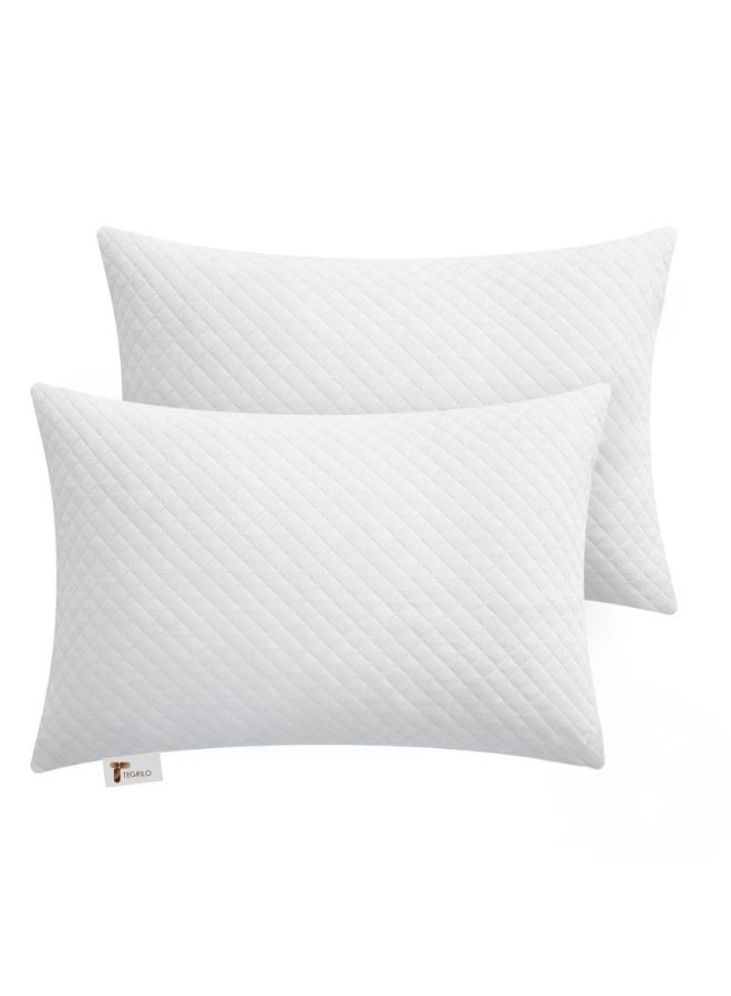 TEGRILO Bed Pillows for Sleeping, Premium Quilted Bed Pillows – Set of 2 Soft Breathable Memory Foam Pillows, Cooling Quilted Cover, (Set of 2) - Image 1