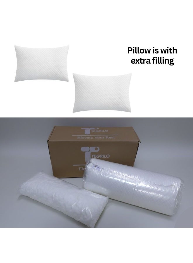 TEGRILO Bed Pillows for Sleeping, Premium Quilted Bed Pillows – Set of 2 Soft Breathable Memory Foam Pillows, Cooling Quilted Cover, (Set of 2) - Image 4