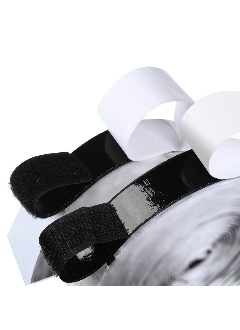 BQS 16 Feet Length 075 inch Width Hook and Loop with Strong Self Adhesive Tape Strip FastenerBlack 