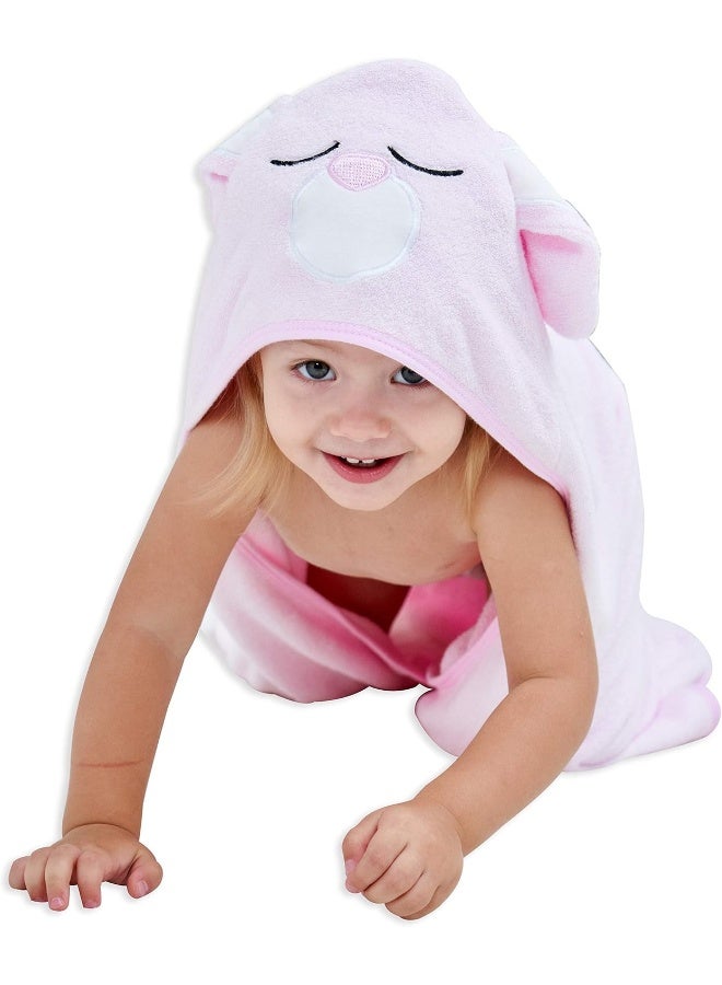 HIPHOP PANDA Hooded Towel - Rayon Made from Bamboo, Bath Towel with Bear Ears for Newborn, Babie, Toddler, Infant - Absorbent Large Baby Towel - Pink Rabbit, 30 x 40 Inch