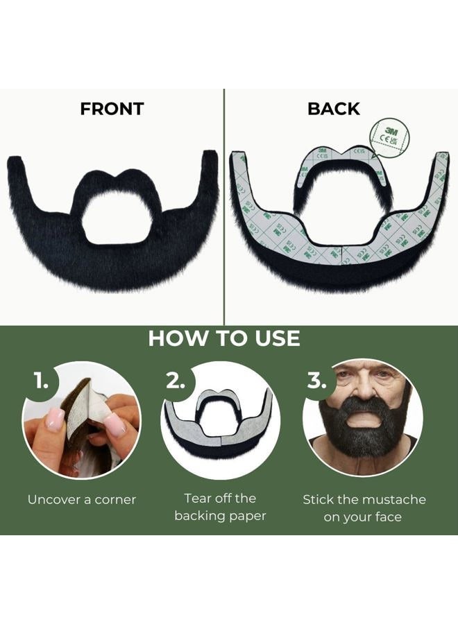 Mustaches Self Adhesive, Novelty, Nobleman Fake Beard and Fake Mustache, False Facial Hair, Costume Accessory for Adults, Black Lustrous Color - Image 3