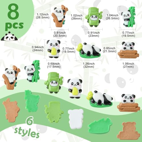 XFSAFDM 8pcs Panda Figurine, Cute Resin Panda Statue, Suitable for Kitchen, Office Whiteboard, Cabinets, and Dishwasher, Idea Home Decoration Gift - Image 2
