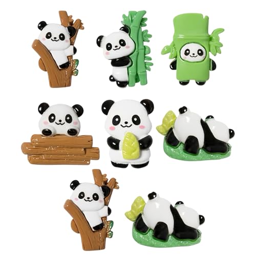 XFSAFDM 8pcs Panda Figurine, Cute Resin Panda Statue, Suitable for Kitchen, Office Whiteboard, Cabinets, and Dishwasher, Idea Home Decoration Gift - Image 1